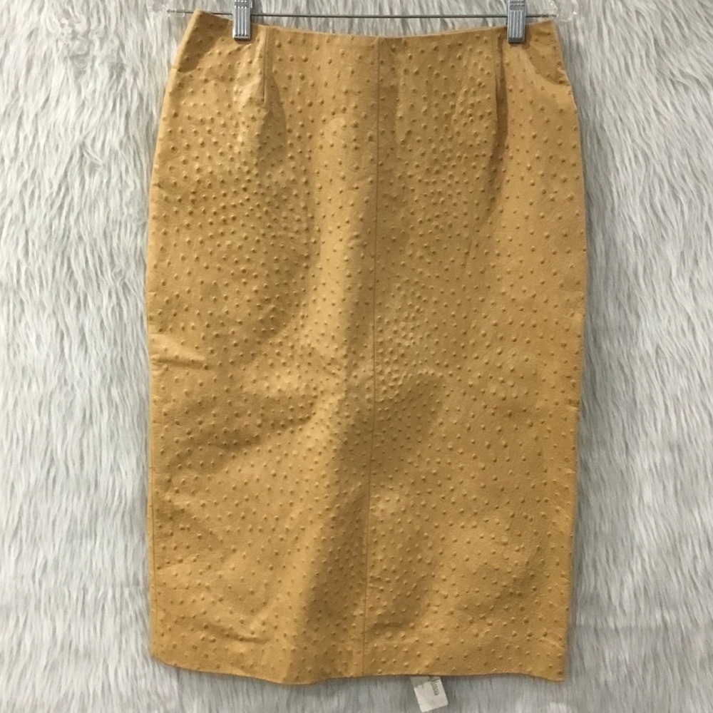 Neiman Marcus pencil skirt faux ostrich leather skirt medium